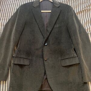 ZEGNA Mens Jacket Grey 40 R Cotton Corduroy Blazer IT 50